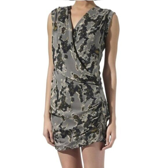 IRO Shana silk print draped dress XS 2 - Picture 1 of 8